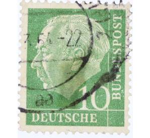 Почтовая марка 10 пфеннигов 1954 года Западная Германия (ФРГ) «Теодор Хойс» — Фото №1