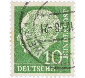 Почтовая марка 10 пфеннигов 1954 года Западная Германия (ФРГ) «Теодор Хойс» — Фото №1