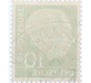 Почтовая марка 10 пфеннигов 1954 года Западная Германия (ФРГ) «Теодор Хойс» — Фото №2