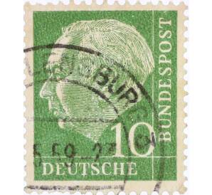Почтовая марка 10 пфеннигов 1954 года Западная Германия (ФРГ) «Теодор Хойс» — Фото №1