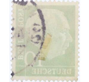 Почтовая марка 10 пфеннигов 1954 года Западная Германия (ФРГ) «Теодор Хойс» — Фото №2