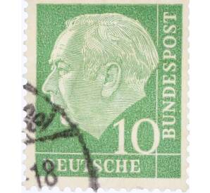 Почтовая марка 10 пфеннигов 1954 года Западная Германия (ФРГ) «Теодор Хойс» — Фото №1