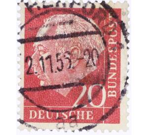Почтовая марка 20 пфеннигов 1954 года Западная Германия (ФРГ) «Теодор Хойс»