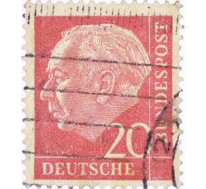 Почтовая марка 20 пфеннигов 1954 года Западная Германия (ФРГ) «Теодор Хойс»