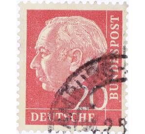 Почтовая марка 20 пфеннигов 1954 года Западная Германия (ФРГ) «Теодор Хойс»