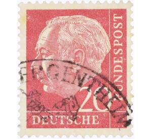 Почтовая марка 20 пфеннигов 1954 года Западная Германия (ФРГ) «Теодор Хойс»