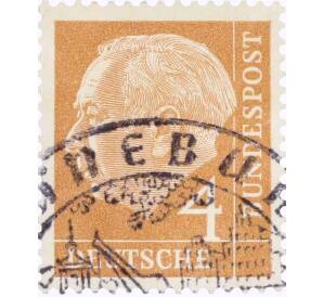 Почтовая марка 4 пфеннига 1954 года Западная Германия (ФРГ) «Теодор Хойс»