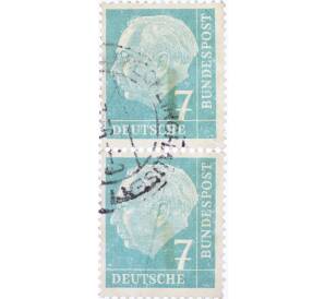 Сцепка из 2 марок 7 пфеннигов 1954 года Западная Германия (ФРГ) «Теодор Хойс»