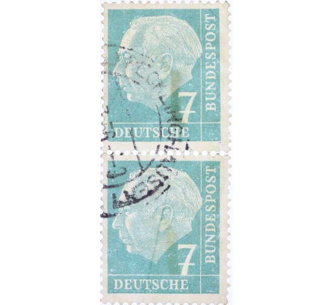 Сцепка из 2 марок 7 пфеннигов 1954 года Западная Германия (ФРГ) «Теодор Хойс» (Артикул: T11-26159) — Фото №1