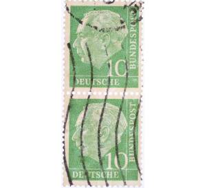 Сцепка из 2 марок 10 пфеннигов 1954 года Западная Германия (ФРГ) «Теодор Хойс»