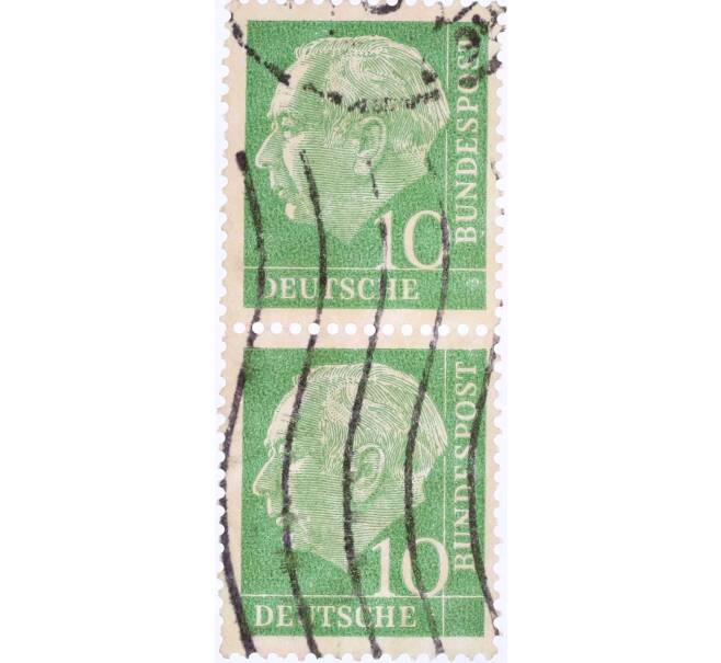 Сцепка из 2 марок 10 пфеннигов 1954 года Западная Германия (ФРГ) «Теодор Хойс» (Артикул: T11-26160) — Фото №1