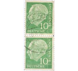 Сцепка из 2 марок 10 пфеннигов 1954 года Западная Германия (ФРГ) «Теодор Хойс»