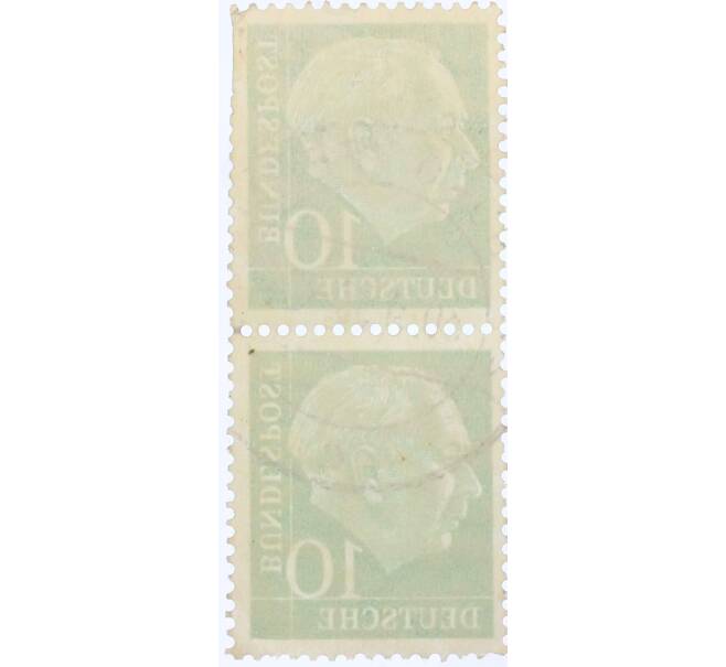 Сцепка из 2 марок 10 пфеннигов 1954 года Западная Германия (ФРГ) «Теодор Хойс» (Артикул: T11-26161) — Фото №2