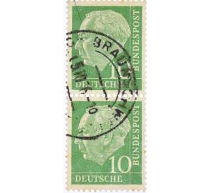 Сцепка из 2 марок 10 пфеннигов 1954 года Западная Германия (ФРГ) «Теодор Хойс»