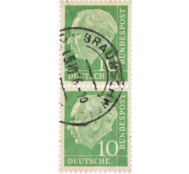 Сцепка из 2 марок 10 пфеннигов 1954 года Западная Германия (ФРГ) «Теодор Хойс» (Артикул: T11-26164) — Фото №1
