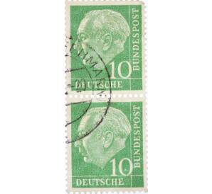 Сцепка из 2 марок 10 пфеннигов 1954 года Западная Германия (ФРГ) «Теодор Хойс»