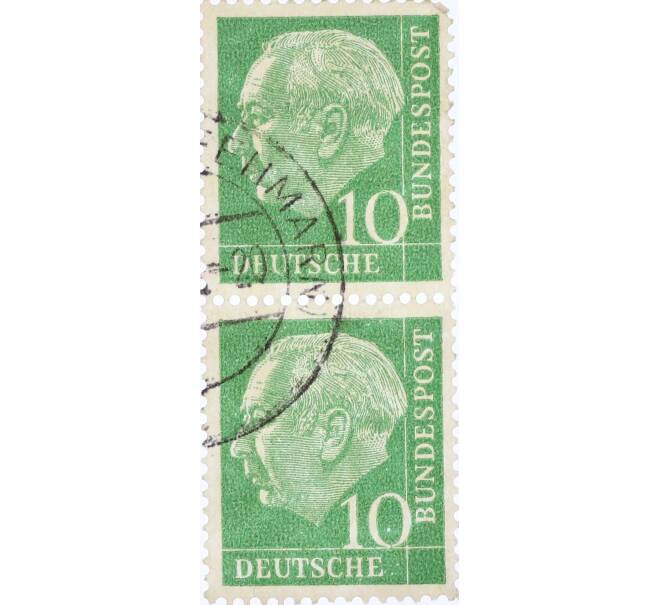 Сцепка из 2 марок 10 пфеннигов 1954 года Западная Германия (ФРГ) «Теодор Хойс» (Артикул: T11-26165) — Фото №1
