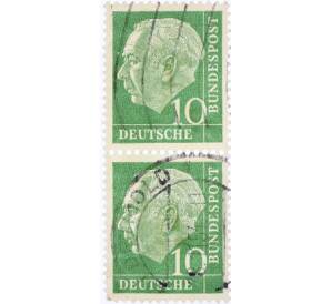 Сцепка из 2 марок 10 пфеннигов 1954 года Западная Германия (ФРГ) «Теодор Хойс»