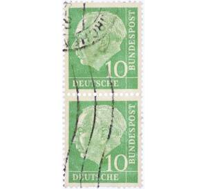 Сцепка из 2 марок 10 пфеннигов 1954 года Западная Германия (ФРГ) «Теодор Хойс»