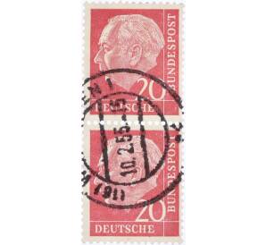 Сцепка из 2 марок 20 пфеннигов 1954 года Западная Германия (ФРГ) «Теодор Хойс»
