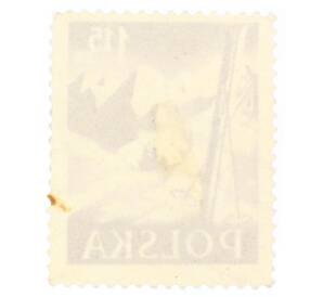 Почтовая марка 1.15 злотых 1956 года Польша «Лыжи и горы» — Фото №2