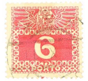Почтовая марка 6 геллеров 1908 года Австрия — Фото №1