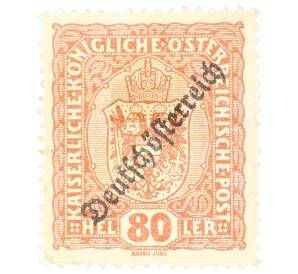 Почтовая марка 80 геллеров 1918 года Австрия — Фото №1