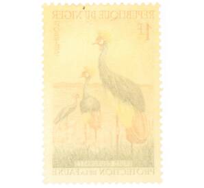 Потчовая марка 1 франк 1960 года Нигер «Серый венценосный журавль (Balearica regulorum)» — Фото №2