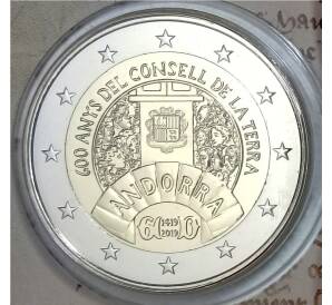 2 евро 2019 года Андорра — 600 лет Генеральному совету долин Андорры в блистере — Фото №1
