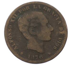 5 сентимо 1878 года Испания — Фото №1