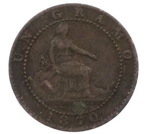 1 сентимо 1870 года Испания — Фото №1