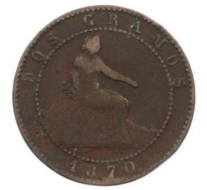 2 сентимо 1870 года Испания