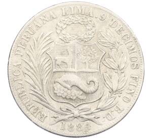 1 соль 1884 года Перу — Фото №2