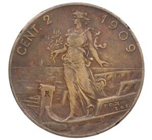 2 чентезимо 1909 года Италия — Фото №1