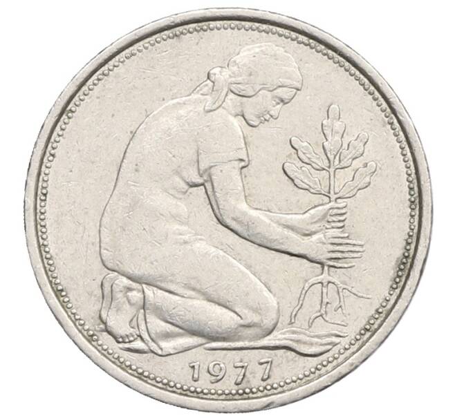 Монета 50 пфеннигов 1977 года J Западная Германия (ФРГ) (Артикул: K12-71558) — Фото №1