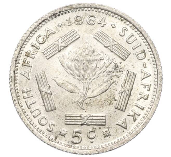 Монета 5 центов 1964 года ЮАР (Артикул: K1-6947) — Фото №1