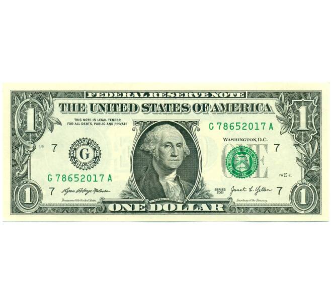 Банкнота 1 доллар 2021 года США (Артикул: B2-14909) — Фото №1