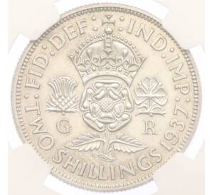 2 шиллинга 1937 года Великобритания — в слабе NGC (PF 64) — Фото №1