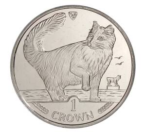 1 крона 1991 года Остров Мэн — Норвежская лесная кошка — Фото №1