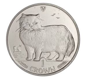 1 крона 1989 года Остров Мэн — Персидская кошка — Фото №1