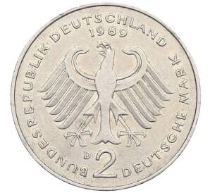 2 марки 1989 года D Западная Германия (ФРГ) «Курт Шумахер» — Фото №2