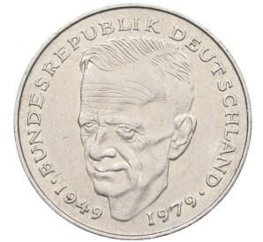 2 марки 1986 года G Западная Германия (ФРГ) «Курт Шумахер» — Фото №1