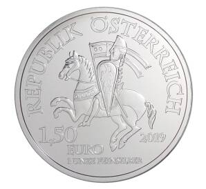 1,5 евро 2019 года Австрия «825 лет Венскому монетному двору — Робин Гуд»