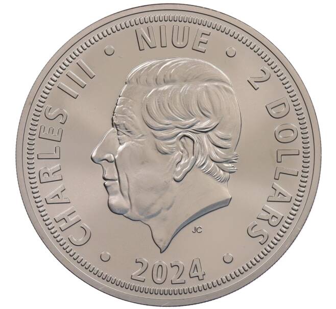 Монета 2 доллара 2024 года Ниуэ «Чешский лев» (Цветная эмаль) (Артикул: M2-90923) — Фото №2