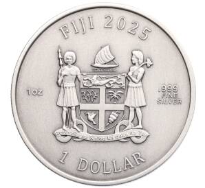 1 доллар 2025 года Фиджи «Лев» (Antique) — Фото №2