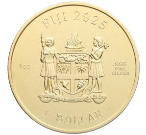 1 доллар 2025 года Фиджи «Лев» (Позолота) — Фото №2