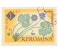 Почтовая марка 1 лей 1959 года Румыния «Столетие ботанического сада Бухареста — Печеночница (Hepatica angulosa)» (Артикул: P2-0734) — Фото №1