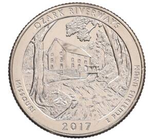 1/4 доллара (25 центов) 2017 года D США «Национальные парки — №38 Водные пути Озарк» — Фото №1
