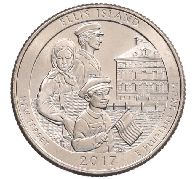 Монета 1/4 доллара (25 центов) 2017 года Р США «Национальные парки — №39 Национальный монумент острова Эллис» (Артикул: M2-6157) — Фото №1