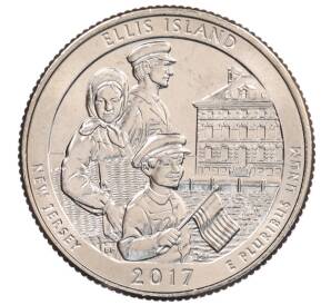 1/4 доллара (25 центов) 2017 года D США «Национальные парки — №39 Национальный монумент острова Эллис» — Фото №1